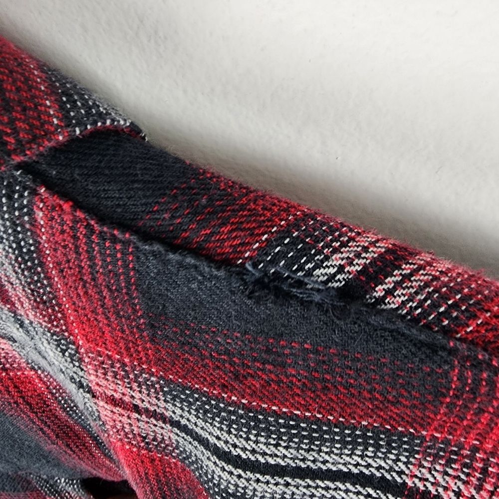Madewell Button Up Flannel Shirt Top Blouse Black Red White Size XS - Picture 5 of 15
